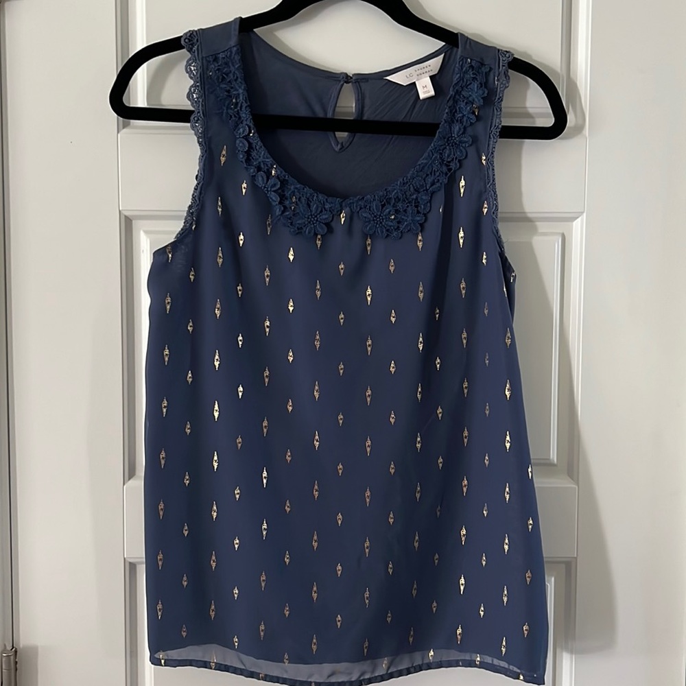 Blue Sleeveless Blouse